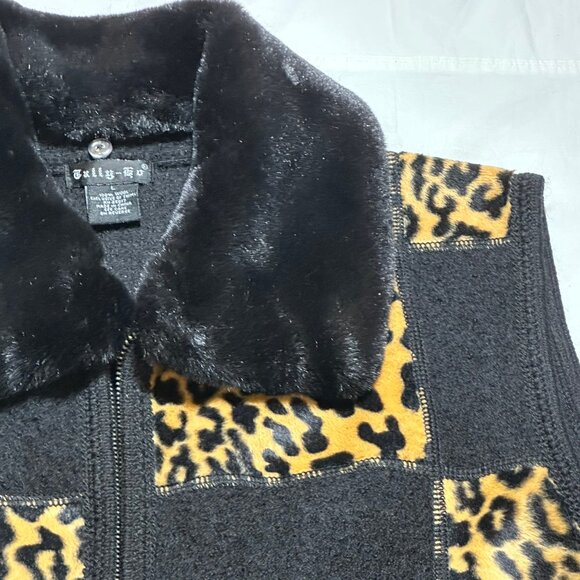 Vintage Leopard Print Tally Ho 100% Wool Vest Size Large - Picture 4 of 6